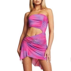 I AM GIA NWOT pink and purple Janet Zaria Small Cloud Print Cutout Dress